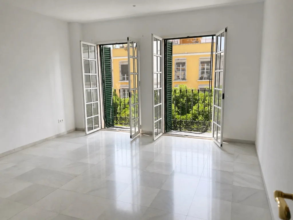 Dormitorio de un piso de tres dormitorios en Sevilla Imagen de recreación virtual.
