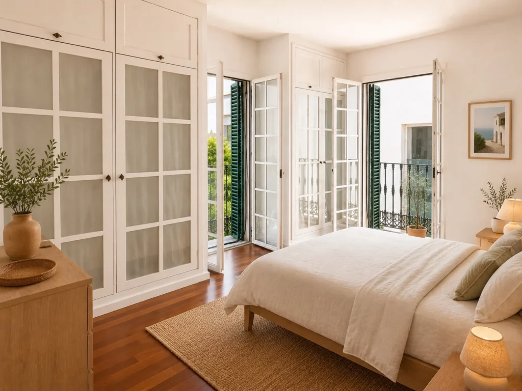 Dormitorio de un piso de tres dormitorios en Sevilla Imagen de recreación virtual.