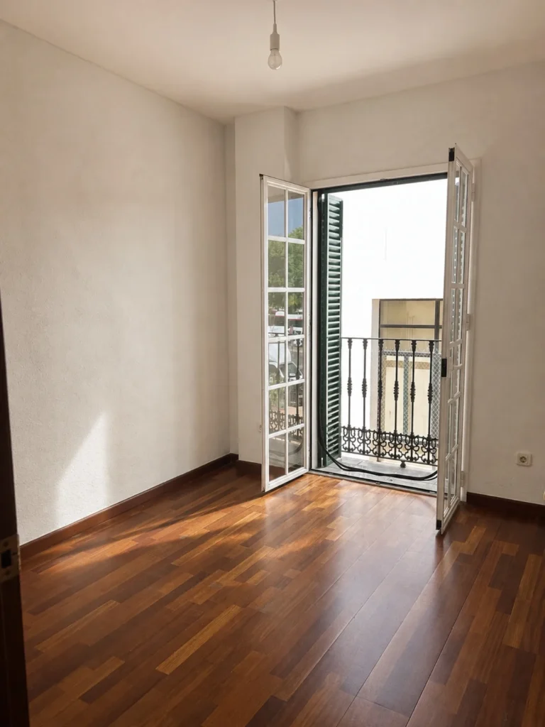 Dormitorio de un piso de tres dormitorios en Sevilla Imagen de recreación virtual.