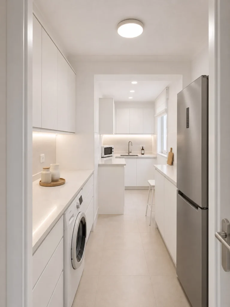 Cocina independiente en línea con zona de lavadero Imagen de recreación virtual: la vivienda se vende para reformar.