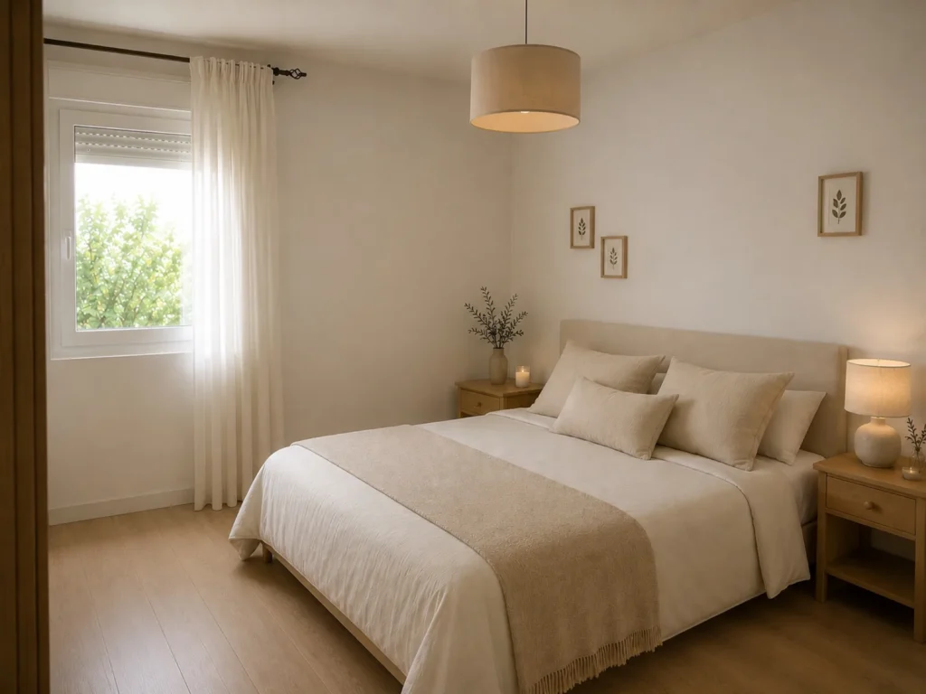 Dormitorio principal con ventana a fachada Imagen de recreación virtual: la vivienda se vende para reformar.